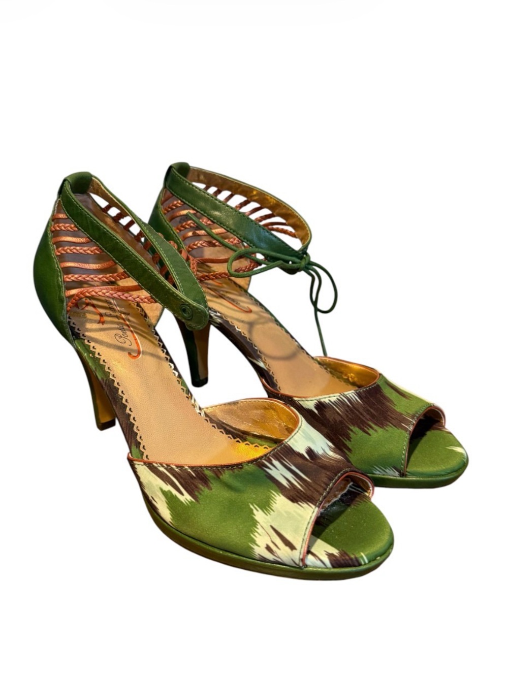 Poetic License Leather Heels “A Sure Combo Green” Size 7.5 US, EUR 38 1/2